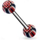 Piercing de langue UV 21 - Checker noir et rouge