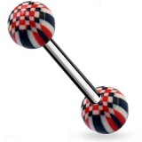 Piercing de langue UV 21 - Checker noir et rouge