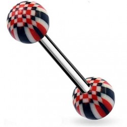 Piercing de langue UV 21 - Checker noir et rouge