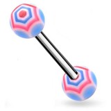 Piercing de langue UV 09 - Spider bleu-clair et rose