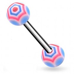 Piercing de langue UV 09 - Spider bleu-clair et rose