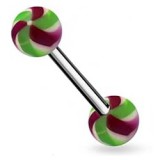 Piercing de langue UV 10 - Twister vert et lilas