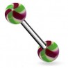 Piercing de langue UV 10 - Twister vert et lilas