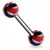 Piercing de langue UV 10 - Twister noir et rouge