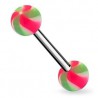 Piercing de langue UV 10 - Twister rose et vert
