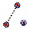 Piercing de langue UV 49 - Vague rouge et bleu