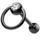 Piercing pour langue PVD 15 - Noir esclave strass transparent