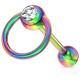 Piercing pour langue PVD 15 - Rainbow esclave strass transparent