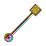 Piercing langue 60 - Dé plaqué-titane rainbow