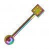 Piercing langue 60 - Dé plaqué-titane rainbow