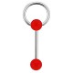 Piercing de langue UV 25 - Rouge avec anneau