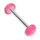 Piercing de langue UV 26 - Retainer demi-boule rose