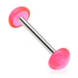 Piercing de langue UV 26 - Retainer demi-boule rose