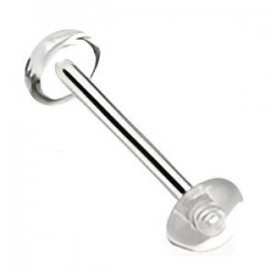 Piercing de langue UV 26 - Retainer demi-boule transparent