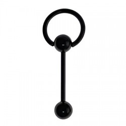 Piercing pour langue PVD 02 - Noir anneau esclave