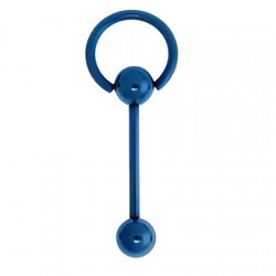 Piercing pour langue PVD 02 - Bleu anneau esclave