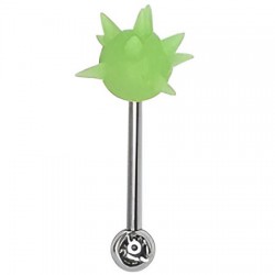Piercing langue coquine 06 - Tickler virus en silicone vert-pomme