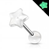 Piercing de langue UV 96 - Fluo étoile transparent