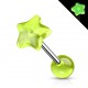 Piercing de langue UV 96 - Fluo étoile vert-pomme