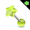 Piercing de langue UV 96 - Fluo étoile vert-pomme