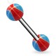 Piercing de langue UV 45 - Bicolore rouge et bleu