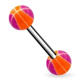 Piercing de langue UV 45 - Bicolore orange et lilas