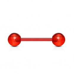 Piercing de langue UV 20 - Flexible unicolore rouge