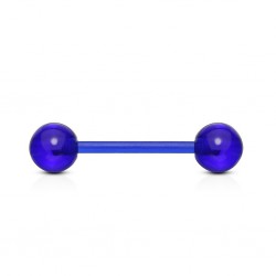 Piercing de langue UV 20 - Flexible unicolore bleu