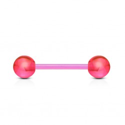 Piercing de langue UV 20 - Flexible unicolore rose