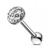 Piercing langue 54a - Férido transparent rond plat