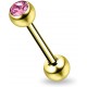Piercing langue plaqué-or 02 - Strass rose