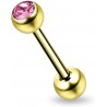 Piercing langue plaqué-or 02 - Strass rose