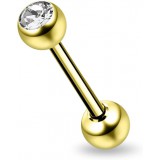 Piercing langue plaqué-or 02 - Strass transparent