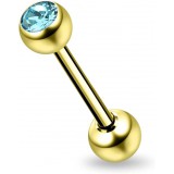 Piercing langue plaqué-or 02 - Strass bleu-clair