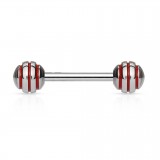 Piercing langue 45 - Acier strié rouge
