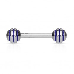 Piercing langue 45 - Acier strié bleu