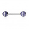 Piercing langue 45 - Acier strié bleu