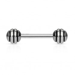 Piercing langue 45 - Acier strié noir