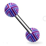 Piercing de langue UV 33 - Quadrillage rouge et bleu