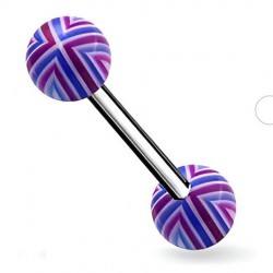 Piercing de langue UV 33 - Quadrillage rouge et bleu