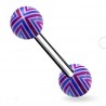 Piercing de langue UV 33 - Quadrillage rouge et bleu