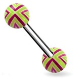 Piercing de langue UV 33 - Quadrillage vert et lilas