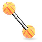 Piercing de langue UV 33 - Quadrillage orange et rose