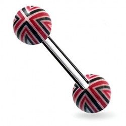 Piercing de langue UV 33 - Quadrillage noir et rouge