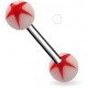 Piercing de langue UV 42 - étoile rouge fond blanc