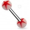 Piercing de langue UV 42 - étoile rouge fond blanc