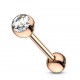 Piercing pour langue PVD 04 - Gold-ip rose strass transparent