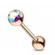 Piercing pour langue PVD 04 - Gold-ip rose strass aurora