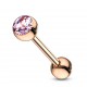Piercing pour langue PVD 04 - Gold-ip rose strass rose