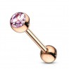 Piercing pour langue PVD 04 - Gold-ip rose strass rose